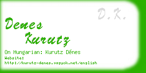 denes kurutz business card